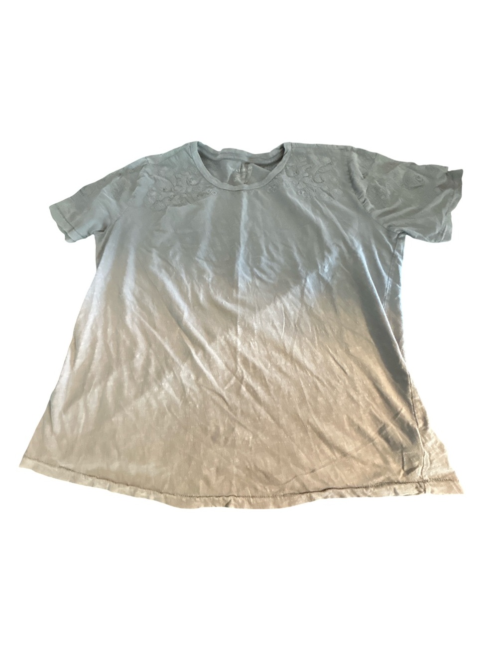 Lucky Brand Grey Embroidered Yoke Slub Knit Tee Plus Size 1X Cottagecore Granola